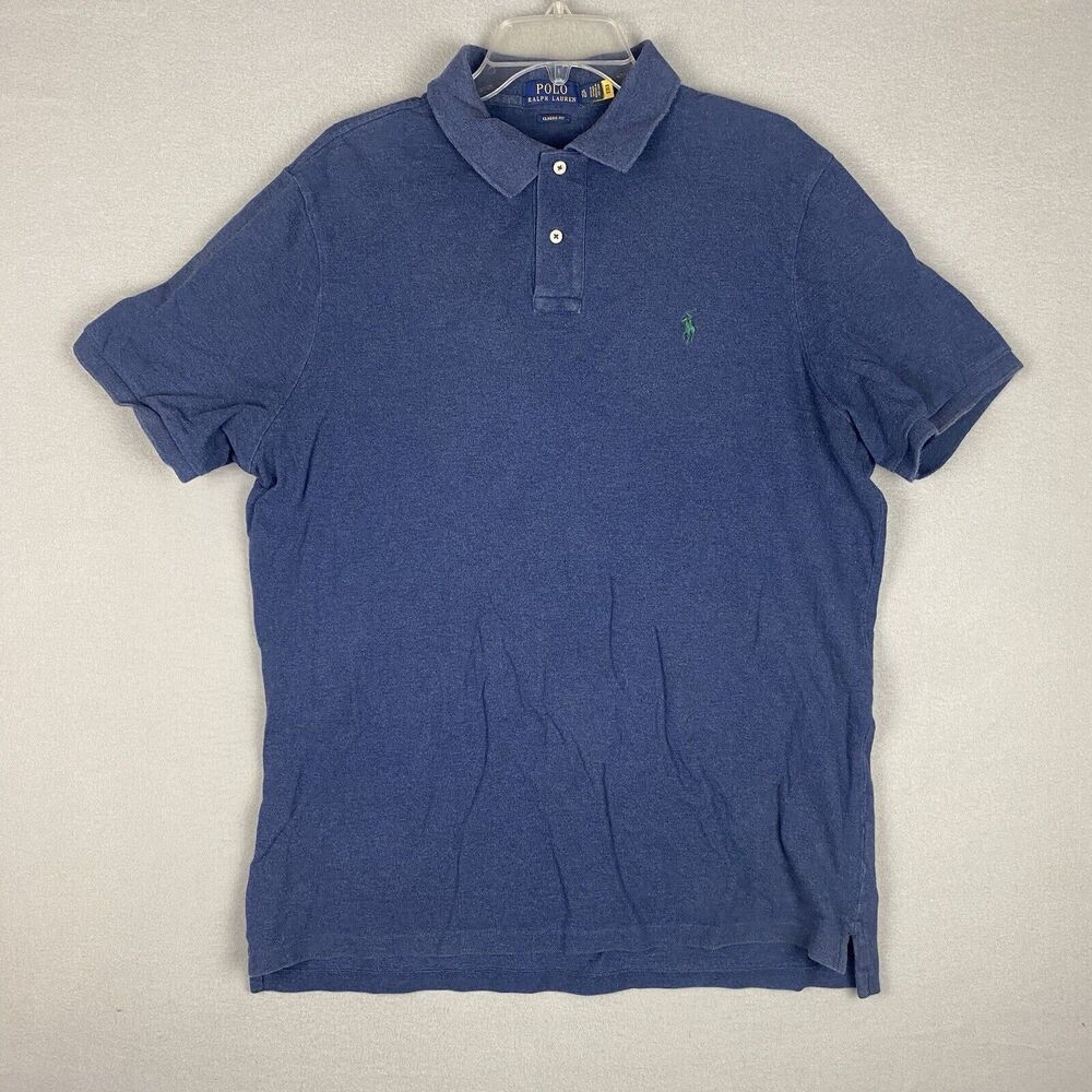 Polo Ralph Lauren Mens Polo Shirt XL Blue Heather Classic Fit Recent